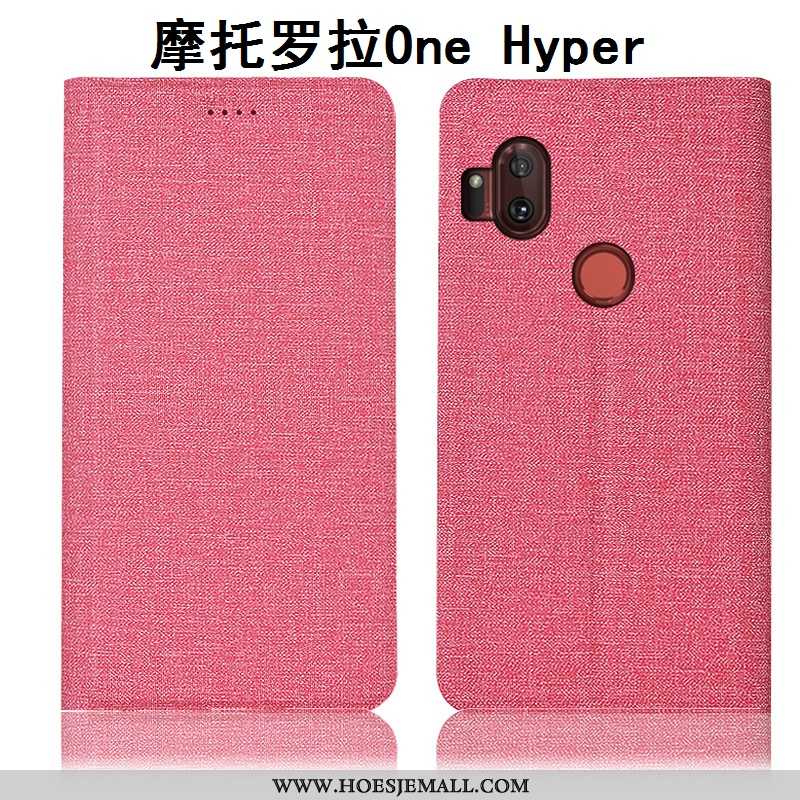 Hoesje Motorola One Hyper Bescherming All Inclusive Zwart Hoes Folio Katoen Zwarte