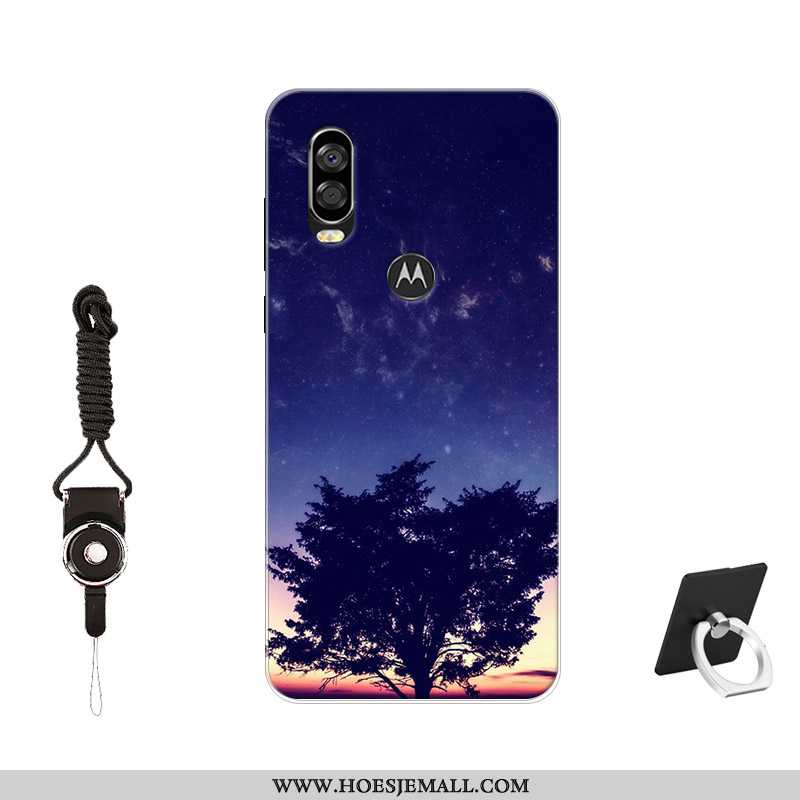 Hoes Motorola One Vision Siliconen Bescherming Hoesje Patroon Zwart Zacht Mobiele Telefoon Zwarte