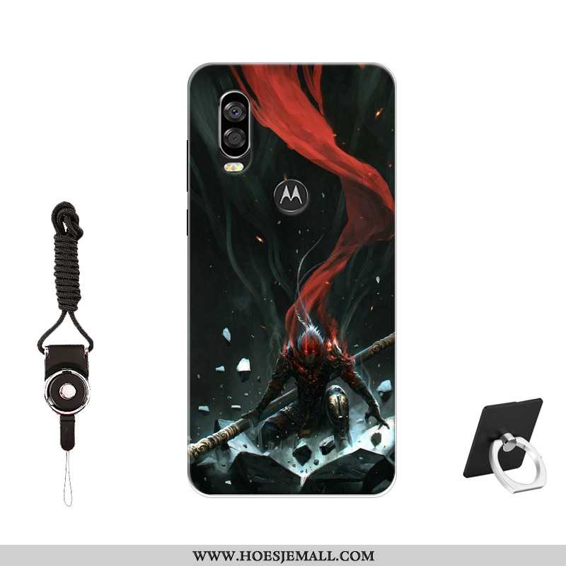 Hoes Motorola One Vision Siliconen Bescherming Hoesje Patroon Zwart Zacht Mobiele Telefoon Zwarte