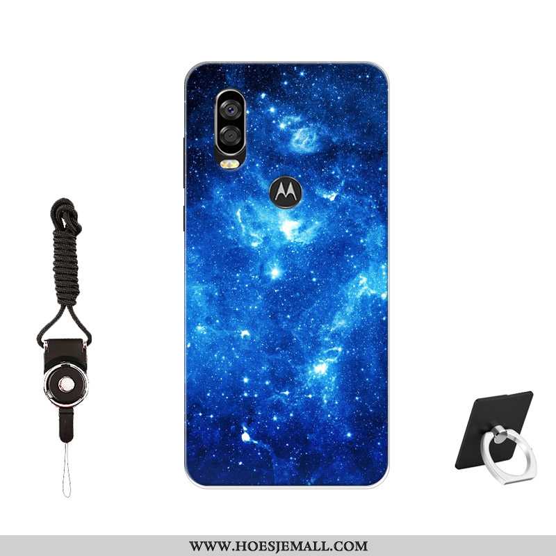 Hoes Motorola One Vision Siliconen Bescherming Hoesje Patroon Zwart Zacht Mobiele Telefoon Zwarte