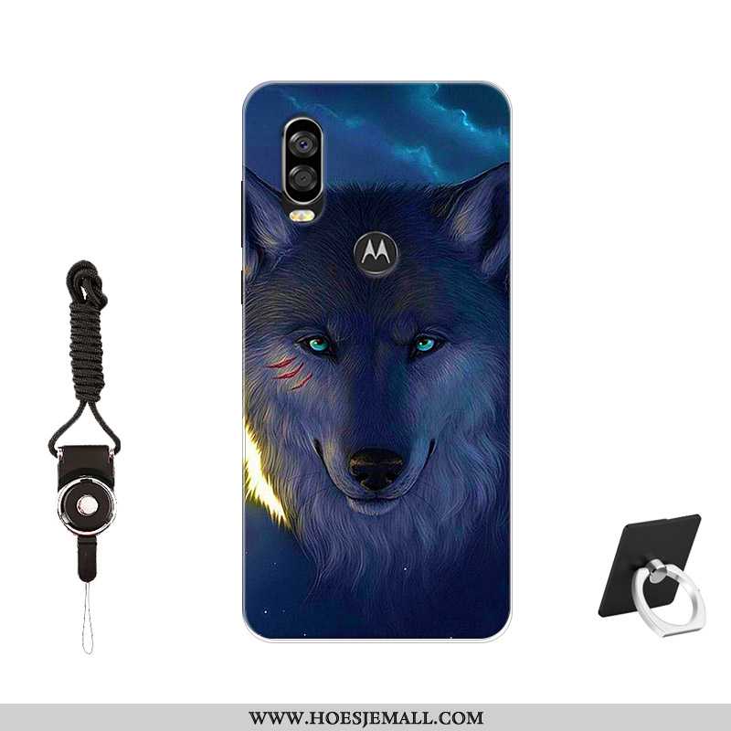 Hoes Motorola One Vision Siliconen Bescherming Hoesje Patroon Zwart Zacht Mobiele Telefoon Zwarte