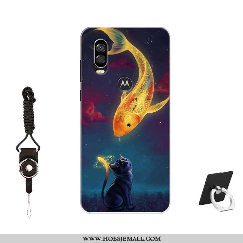 Hoes Motorola One Vision Siliconen Bescherming Hoesje Patroon Zwart Zacht Mobiele Telefoon Zwarte