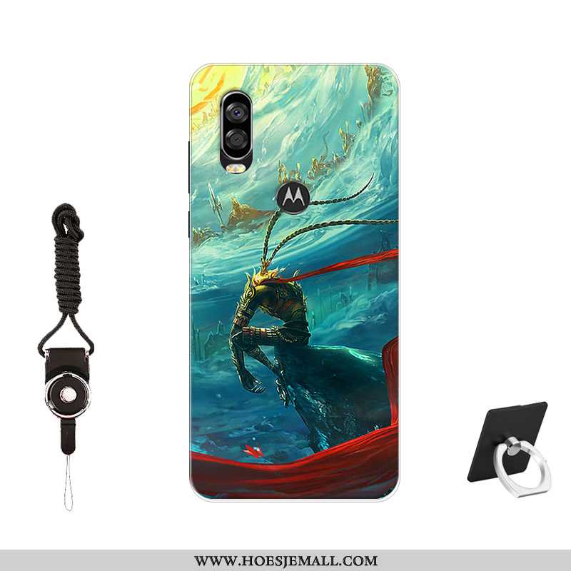 Hoes Motorola One Vision Siliconen Bescherming Hoesje Patroon Zwart Zacht Mobiele Telefoon Zwarte