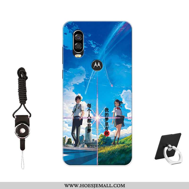 Hoes Motorola One Vision Siliconen Bescherming Hoesje Patroon Zwart Zacht Mobiele Telefoon Zwarte