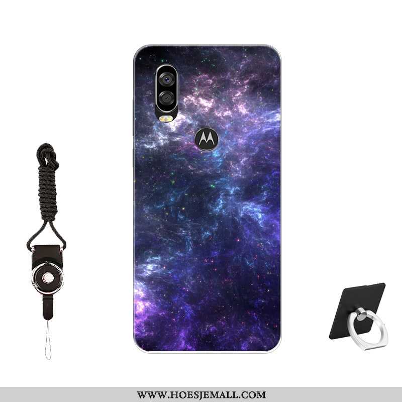 Hoes Motorola One Vision Siliconen Bescherming Hoesje Patroon Zwart Zacht Mobiele Telefoon Zwarte