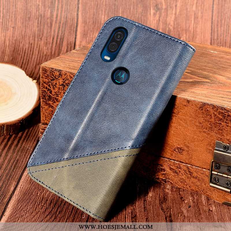 Hoes Motorola One Vision Leren Hoesje Bescherming Anti-fall All Inclusive Kaart Zwart Mobiele Telefo