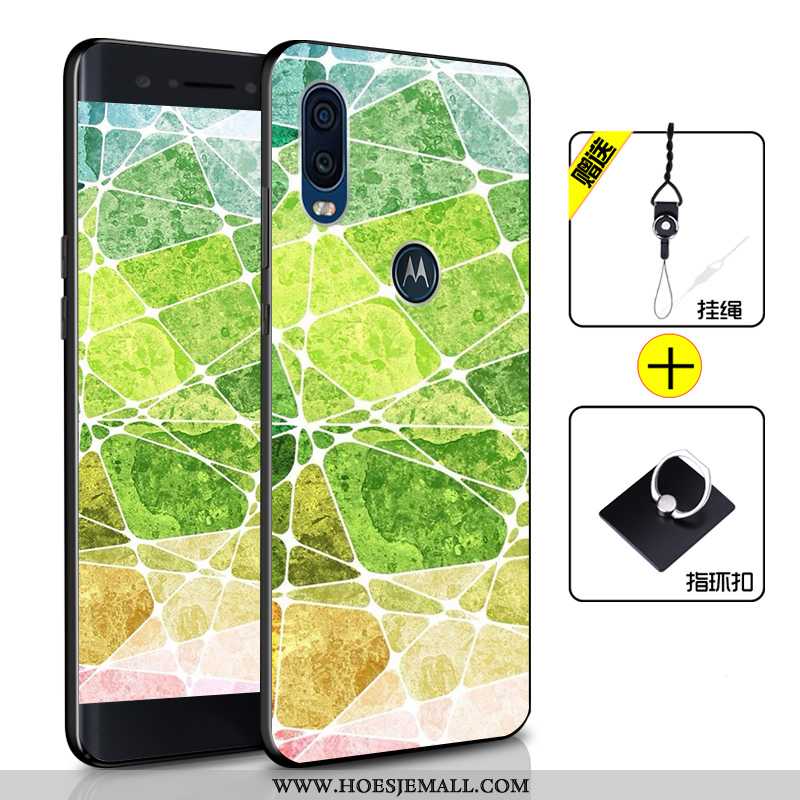 Hoes Motorola One Vision Siliconen Bescherming Zacht Anti-fall Hoesje Mobiele Telefoon Blauwe