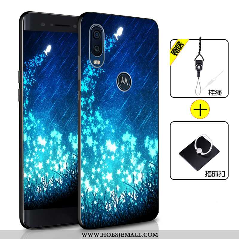 Hoes Motorola One Vision Siliconen Bescherming Zacht Anti-fall Hoesje Mobiele Telefoon Blauwe