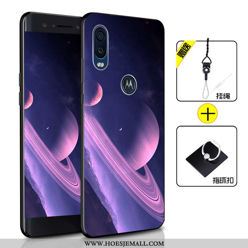 Hoes Motorola One Vision Siliconen Bescherming Zacht Anti-fall Hoesje Mobiele Telefoon Blauwe