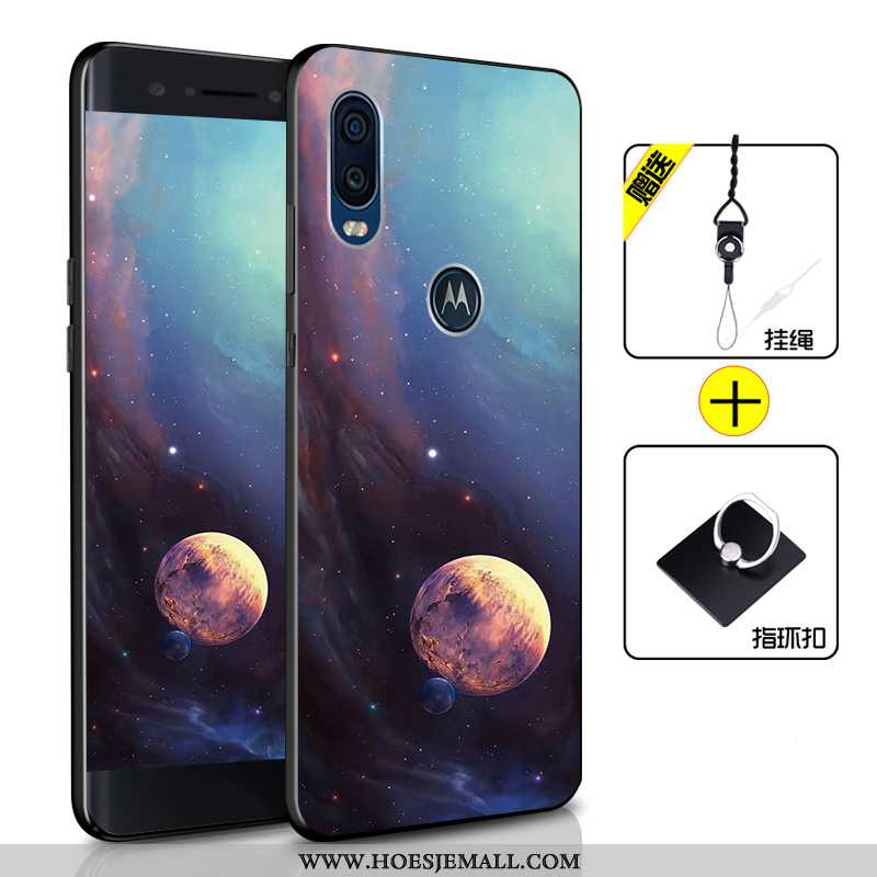 Hoes Motorola One Vision Siliconen Bescherming Zacht Anti-fall Hoesje Mobiele Telefoon Blauwe