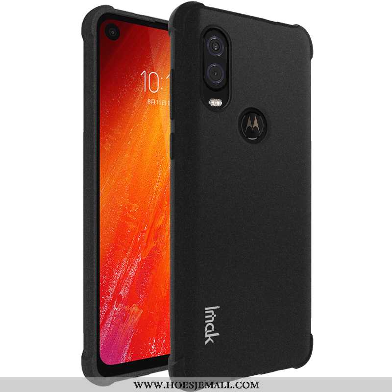 Hoesje Motorola One Vision Doorzichtig Schrobben Anti-fall Zacht All Inclusive Gasbag Zwarte