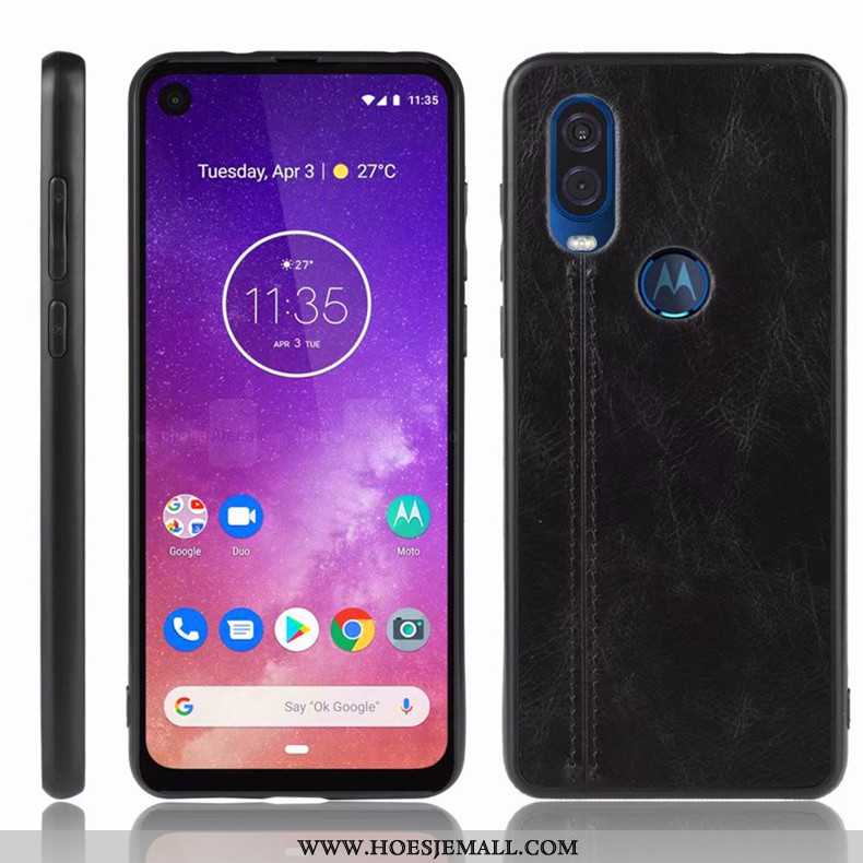 Hoes Motorola One Vision Bescherming Hoesje Mobiele Telefoon Donkerblauw Anti-fall All Inclusive Don