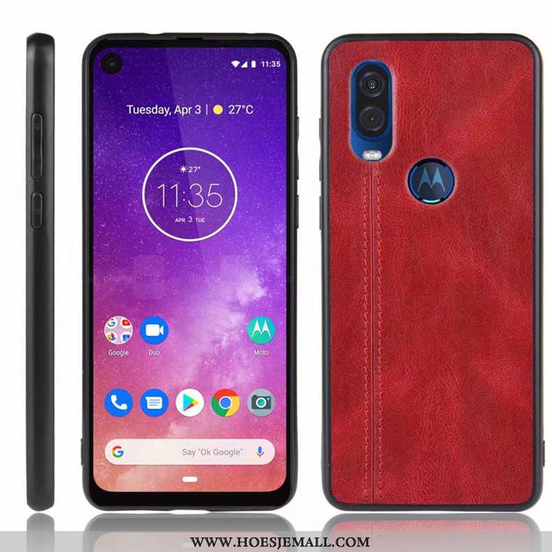 Hoes Motorola One Vision Bescherming Hoesje Mobiele Telefoon Donkerblauw Anti-fall All Inclusive Don