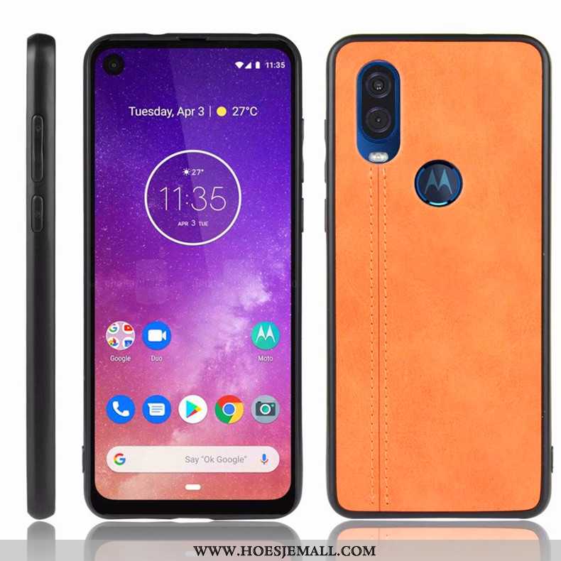 Hoes Motorola One Vision Bescherming Hoesje Mobiele Telefoon Donkerblauw Anti-fall All Inclusive Don