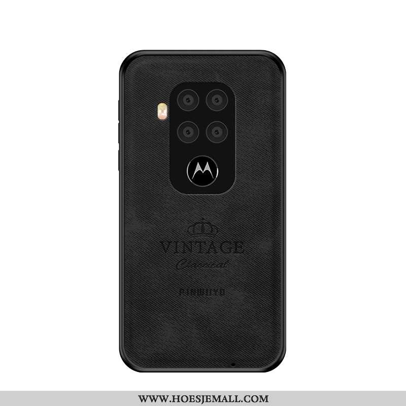 Hoesje Motorola One Zoom Super Dun High End Zwart Doek Schrobben Zwarte
