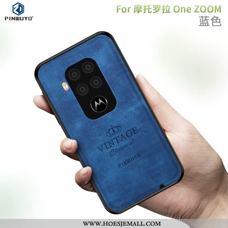 Hoesje Motorola One Zoom Super Dun High End Zwart Doek Schrobben Zwarte