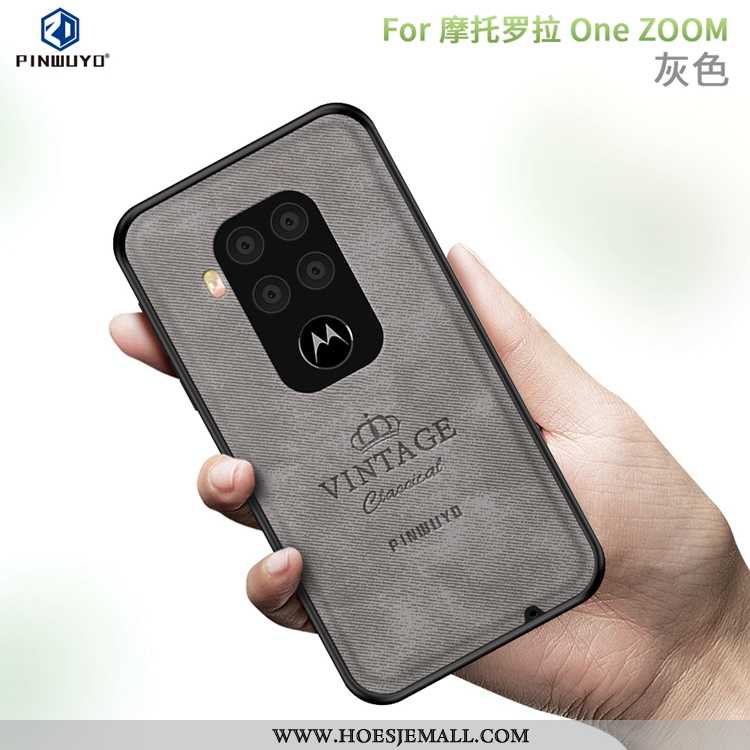 Hoesje Motorola One Zoom Super Dun High End Zwart Doek Schrobben Zwarte