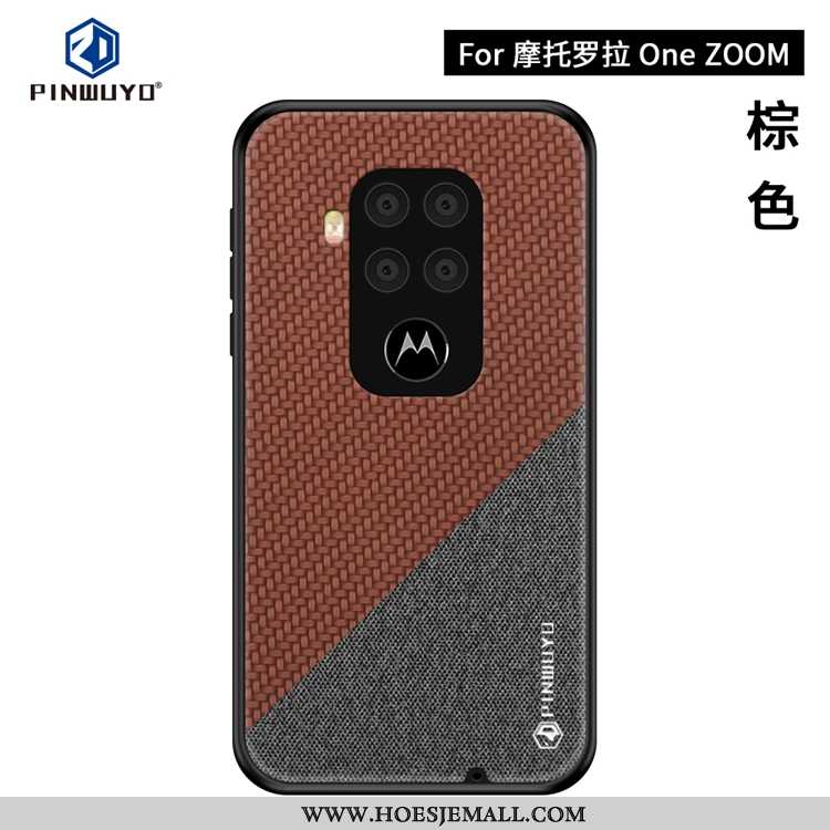 Hoesje Motorola One Zoom Dun Patroon Mobiele Telefoon Donkerblauw Canvas Super Donkerblauwe