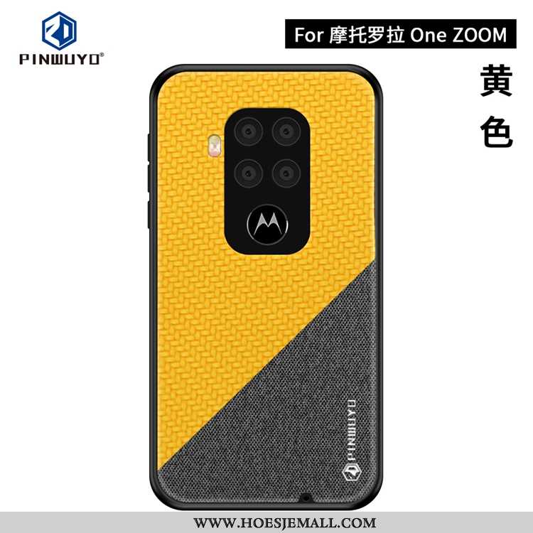 Hoesje Motorola One Zoom Dun Patroon Mobiele Telefoon Donkerblauw Canvas Super Donkerblauwe