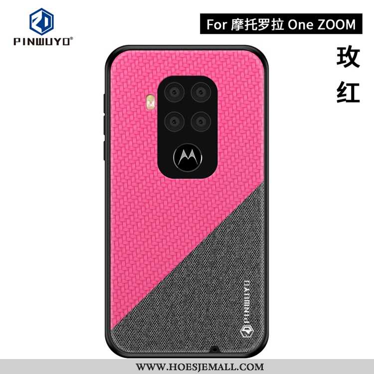 Hoesje Motorola One Zoom Dun Patroon Mobiele Telefoon Donkerblauw Canvas Super Donkerblauwe