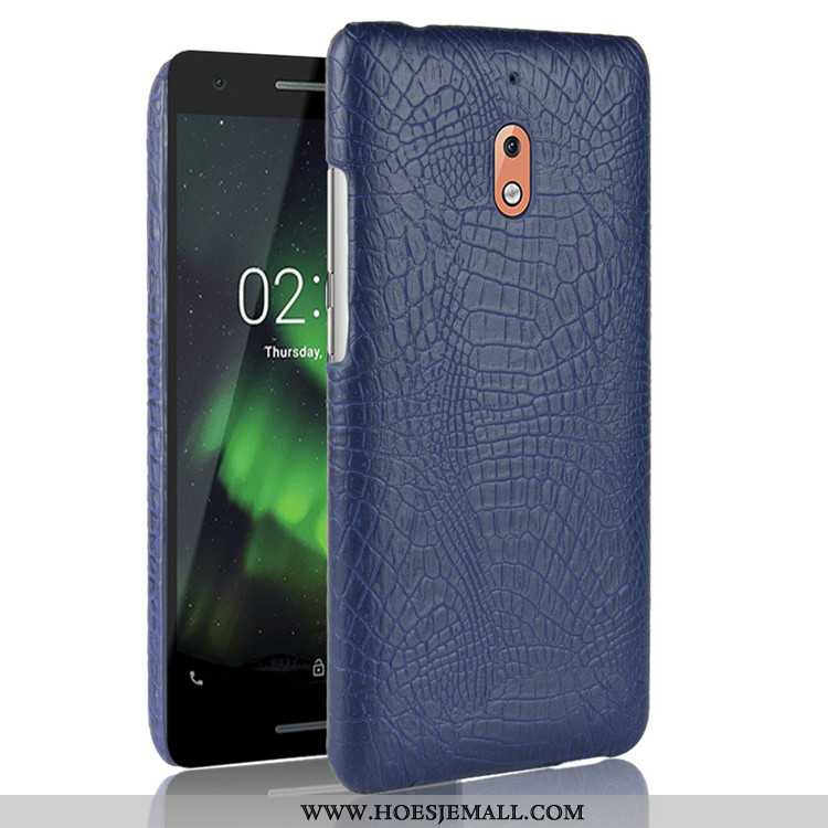 Hoesje Nokia 2.1 Bescherming Patroon Hoes Donkerblauw Krokodil Bedrijf Mobiele Telefoon Donkerblauwe