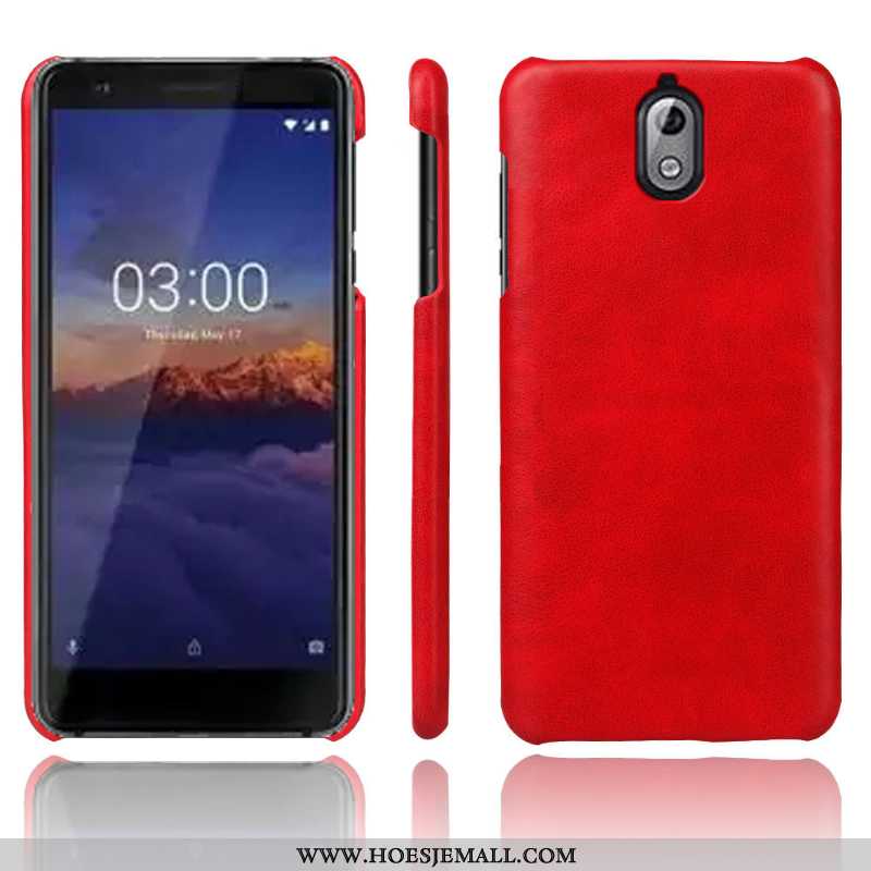 Hoesje Nokia 3.1 Vintage Leer Mobiele Telefoon Trend Rood Hoes Kwaliteit