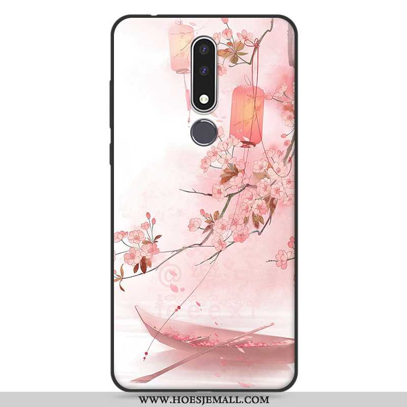 Hoesje Nokia 3.1 Plus Bescherming Schrobben Mobiele Telefoon Kunst Roze Chinese Stijl Siliconen