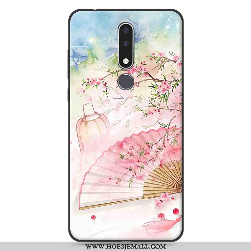 Hoesje Nokia 3.1 Plus Bescherming Schrobben Mobiele Telefoon Kunst Roze Chinese Stijl Siliconen