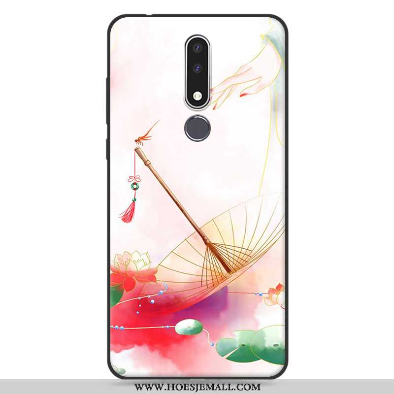 Hoesje Nokia 3.1 Plus Bescherming Schrobben Mobiele Telefoon Kunst Roze Chinese Stijl Siliconen