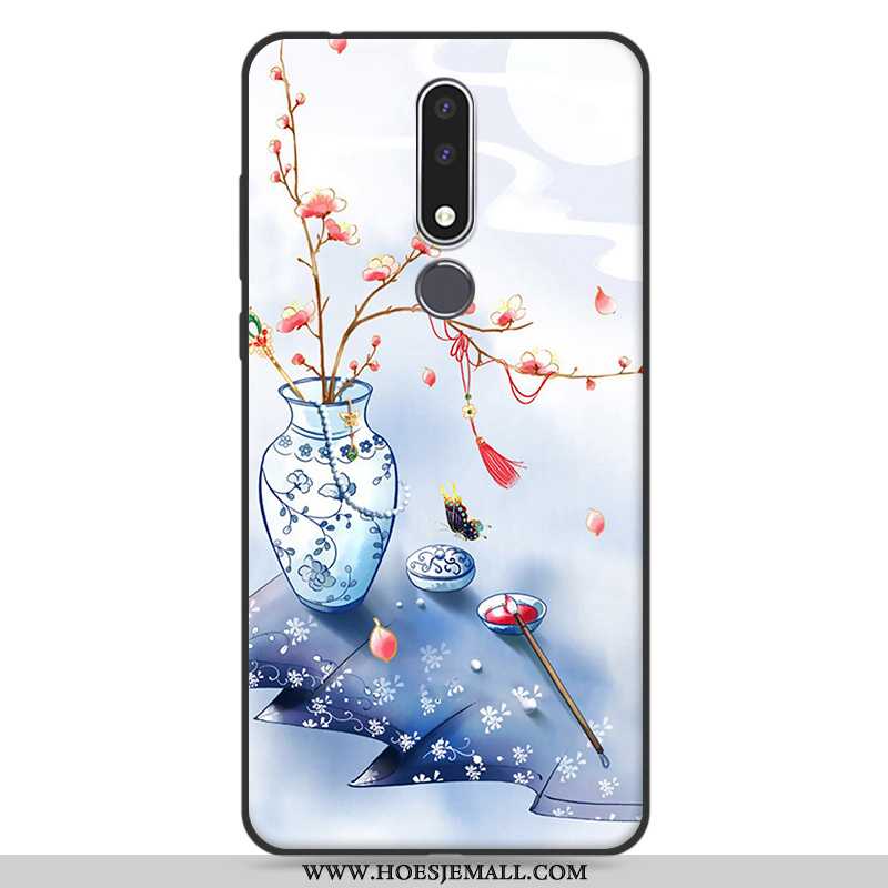 Hoesje Nokia 3.1 Plus Bescherming Schrobben Mobiele Telefoon Kunst Roze Chinese Stijl Siliconen