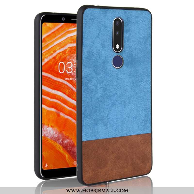 Hoes Nokia 3.1 Plus Patroon Bescherming Hoesje All Inclusive Denim Rood