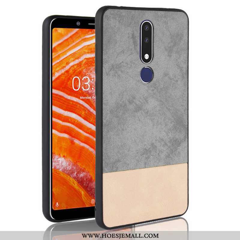 Hoes Nokia 3.1 Plus Patroon Bescherming Hoesje All Inclusive Denim Rood