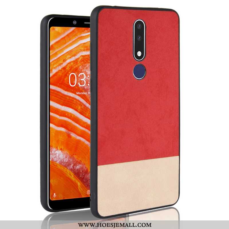 Hoes Nokia 3.1 Plus Patroon Bescherming Hoesje All Inclusive Denim Rood