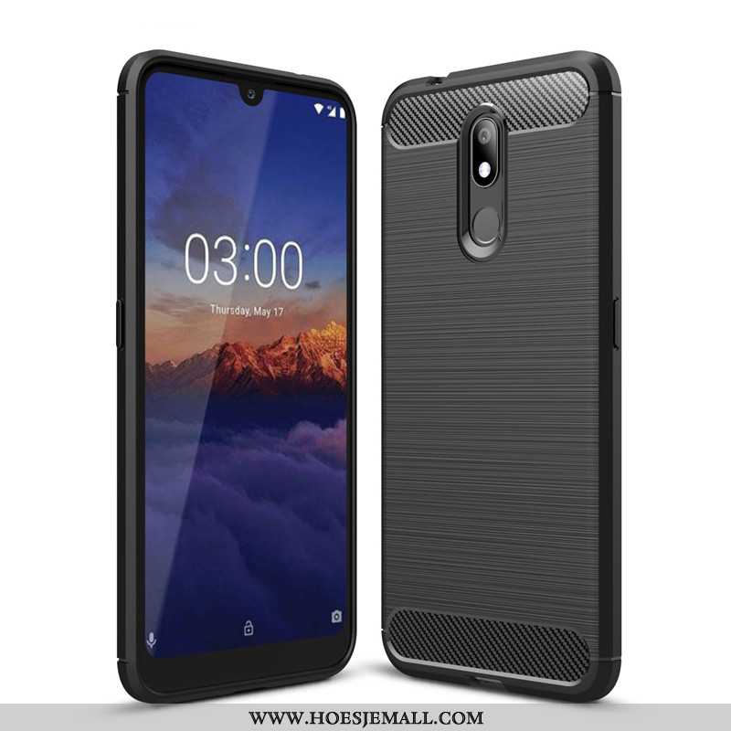 Hoesje Nokia 3.2 Siliconen Bescherming All Inclusive Anti-fall Hoes Fiber Zwarte