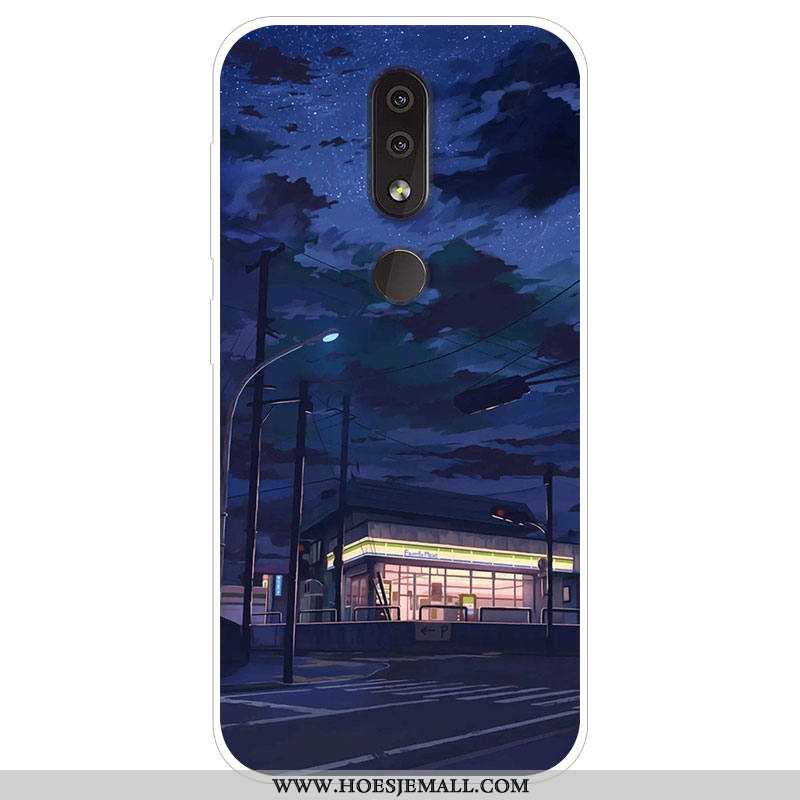 Hoes Nokia 4.2 Spotprent Trend Hoesje Bescherming Persoonlijk Donkerblauw Siliconen Donkerblauwe