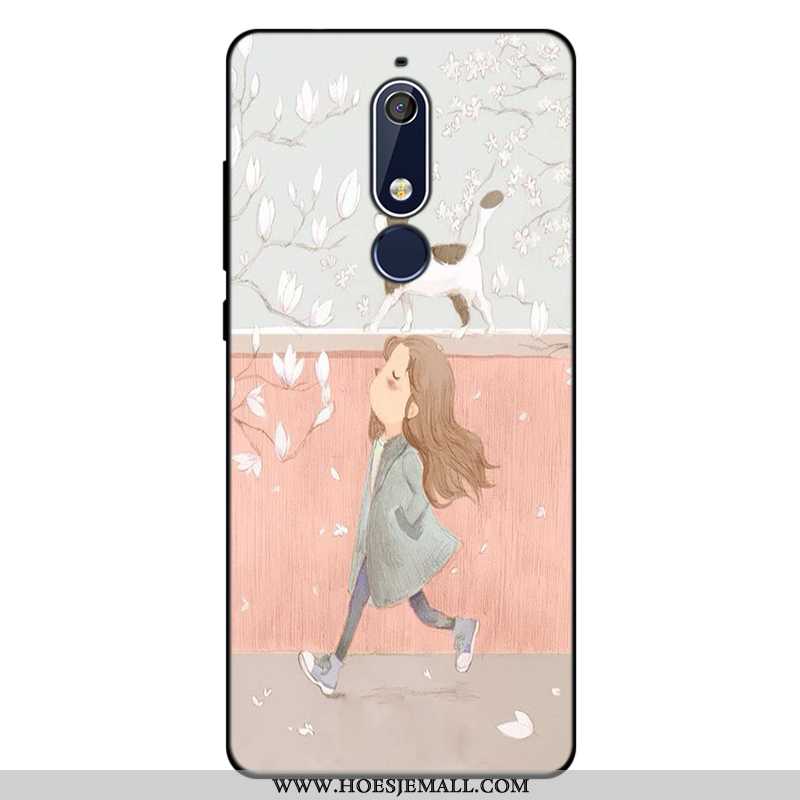 Hoesje Nokia 5.1 Zacht Siliconen Spotprent Trend Anti-fall Hoes Blauwe