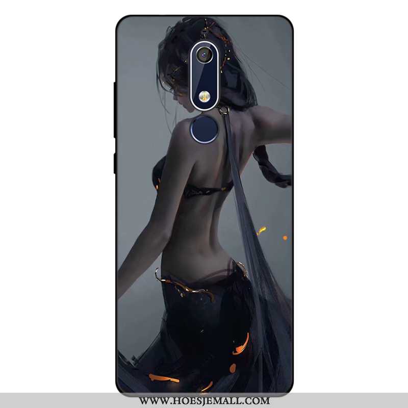 Hoesje Nokia 5.1 Zacht Siliconen Spotprent Trend Anti-fall Hoes Blauwe