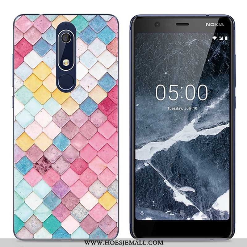 Hoes Nokia 5.1 Trend Zacht Spotprent Roze Doorzichtig Eenvoudige