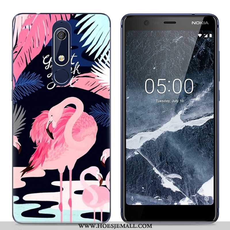 Hoes Nokia 5.1 Trend Zacht Spotprent Roze Doorzichtig Eenvoudige