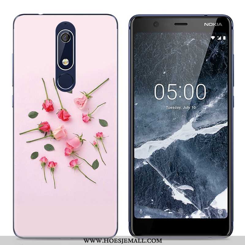 Hoes Nokia 5.1 Trend Zacht Spotprent Roze Doorzichtig Eenvoudige