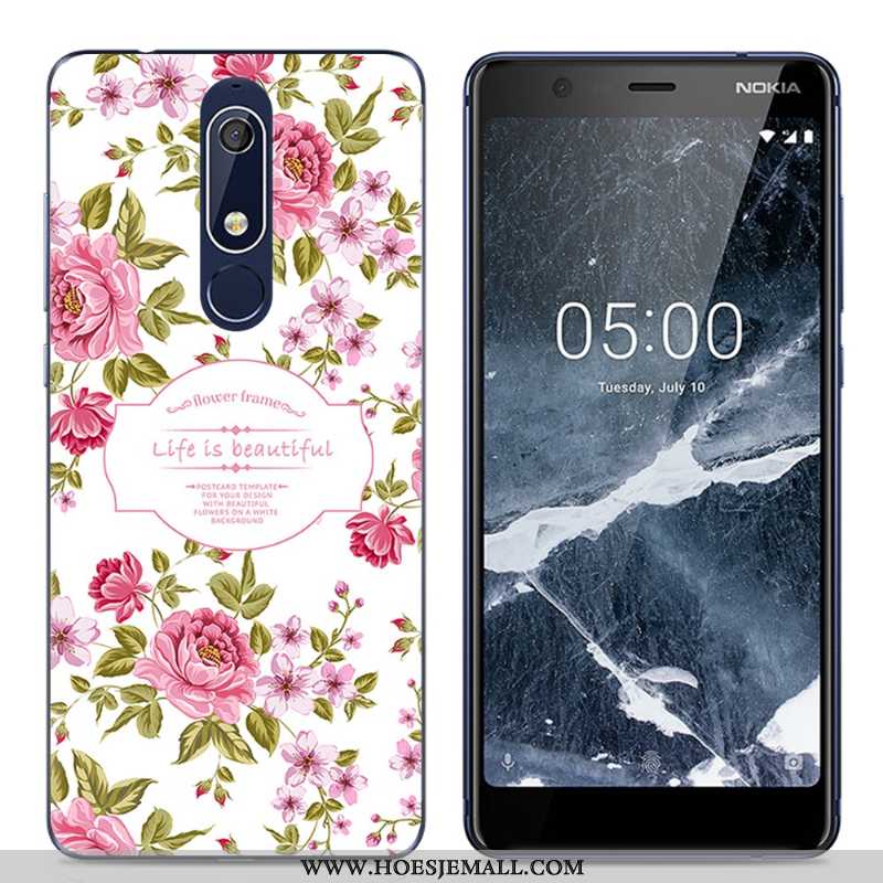 Hoes Nokia 5.1 Trend Zacht Spotprent Roze Doorzichtig Eenvoudige