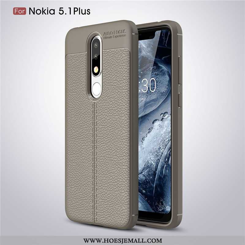 Hoes Nokia 5.1 Plus Bescherming Patroon Hoesje Mobiele Telefoon Zacht Antislip Grijs