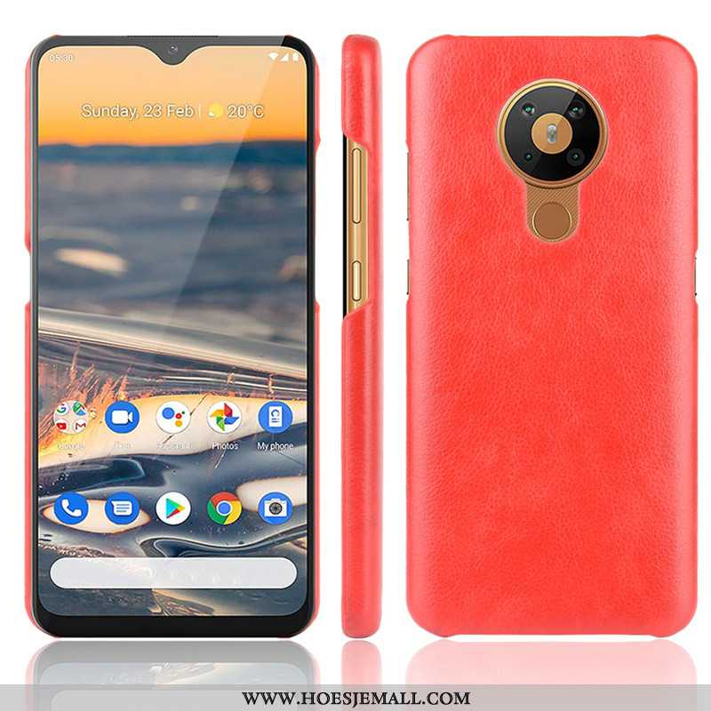 Hoes Nokia 5.3 Leer Patroon Rood Hoesje Mobiele Telefoon Licht Soort Aziatische Vrucht