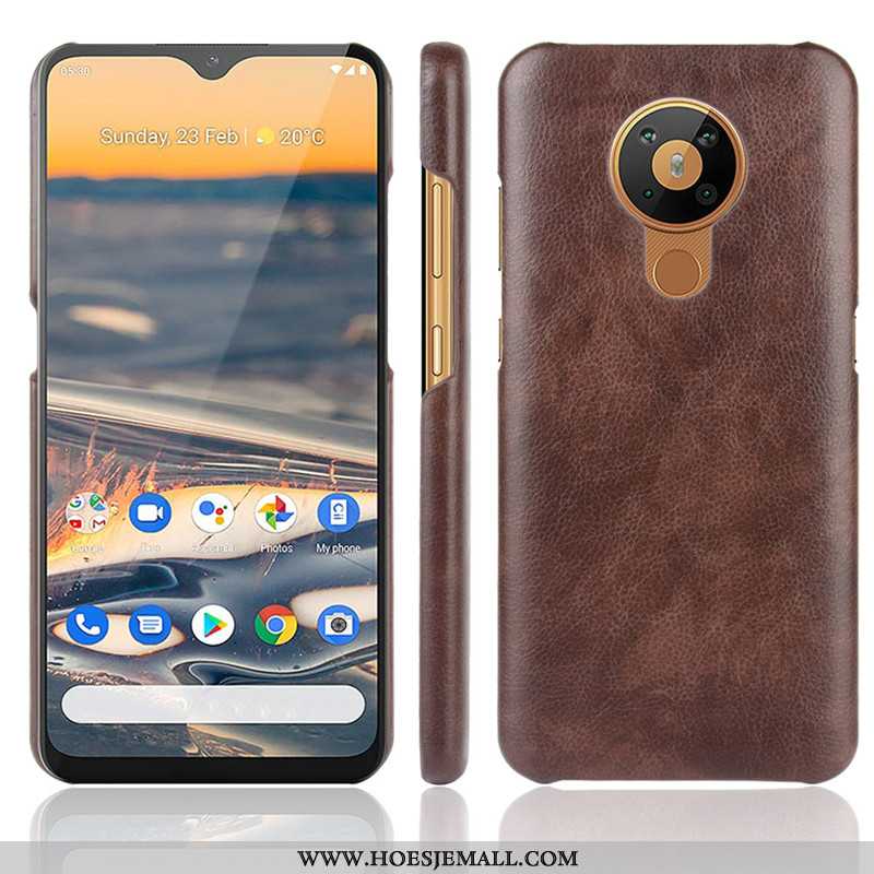 Hoes Nokia 5.3 Leer Patroon Rood Hoesje Mobiele Telefoon Licht Soort Aziatische Vrucht