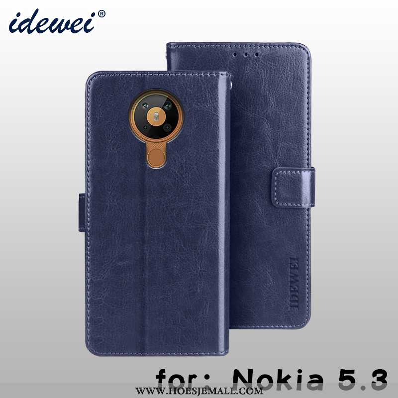 Hoes Nokia 5.3 Portemonnee Bescherming Leren Hoesje Folio Kaart Bruin