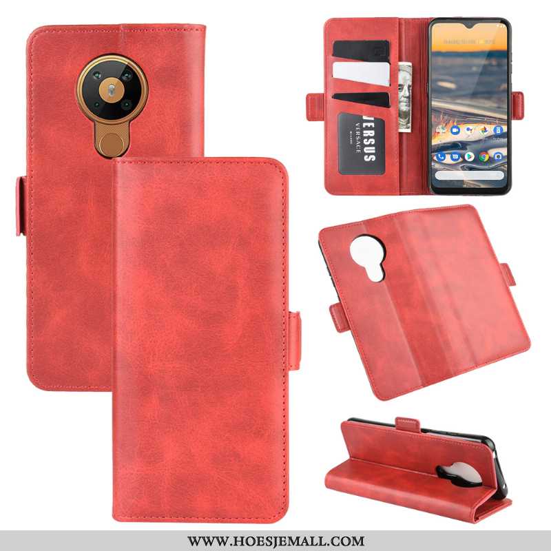 Hoes Nokia 5.3 Patroon Bescherming Rood Klittenband Mobiele Telefoon Hoesje Leren