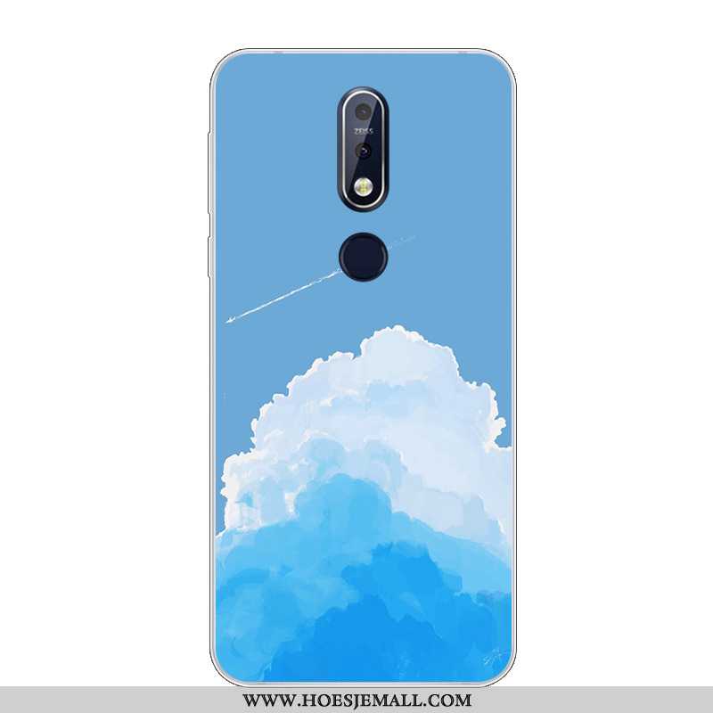 Hoes Nokia 7.1 Mooie Zacht Mobiele Telefoon Hoesje Siliconen Bescherming Blauw Blauwe