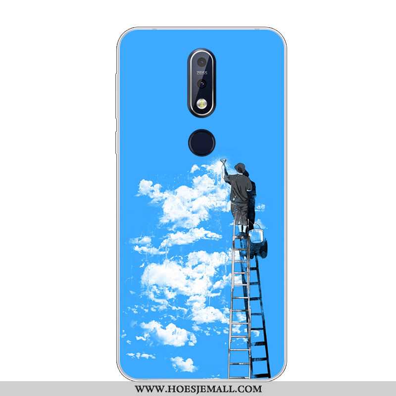 Hoes Nokia 7.1 Mooie Zacht Mobiele Telefoon Hoesje Siliconen Bescherming Blauw Blauwe