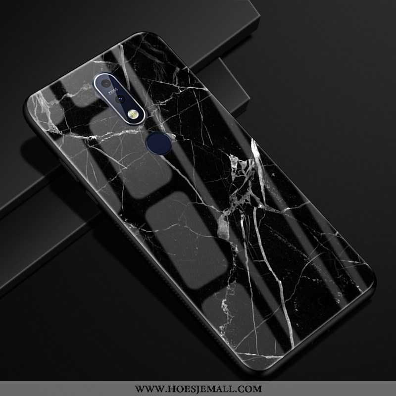 Hoesje Nokia 7.1 Scheppend Patroon Hoes Bescherming Hout Glas Mobiele Telefoon Bruine