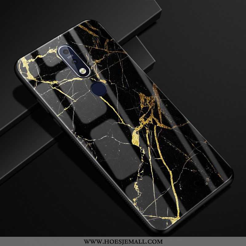 Hoesje Nokia 7.1 Scheppend Patroon Hoes Bescherming Hout Glas Mobiele Telefoon Bruine